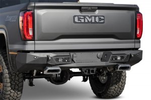 Chevrolet Silverado Bumper - Rear - Addictive Desert Designs - Stealth Fighter with Backup Sensor Cutouts - Hammer Black - `19-`20